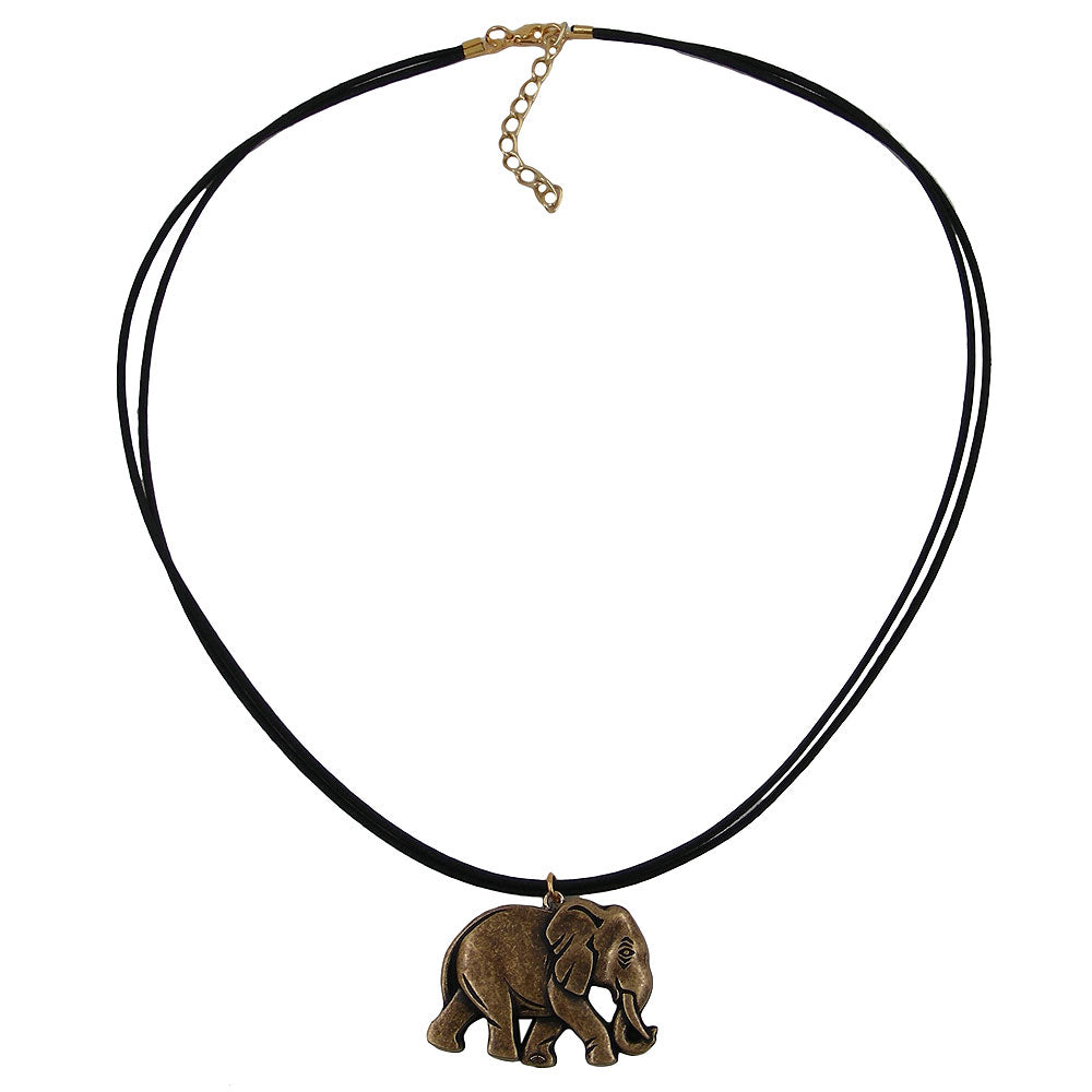 Kette  Elefant altmessingfarben schwarz-gold