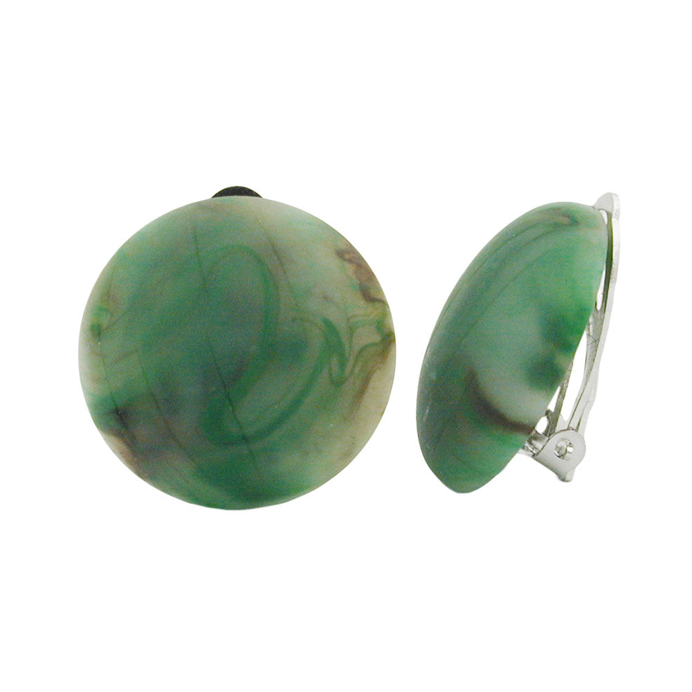 Clip Ohrring 22mm Riss grün-braun-marmoriert matt Kunststoff-Bouton