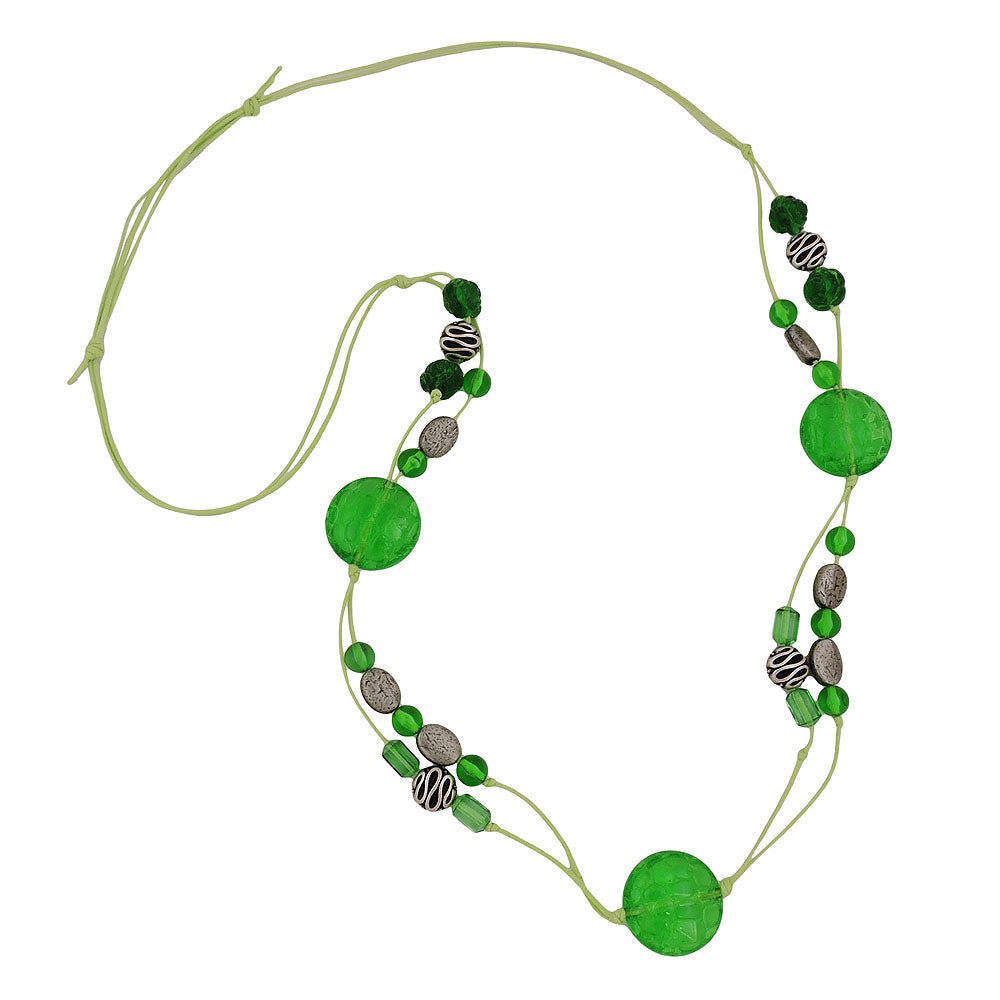Kette  Kroko-Perle grün-transparent