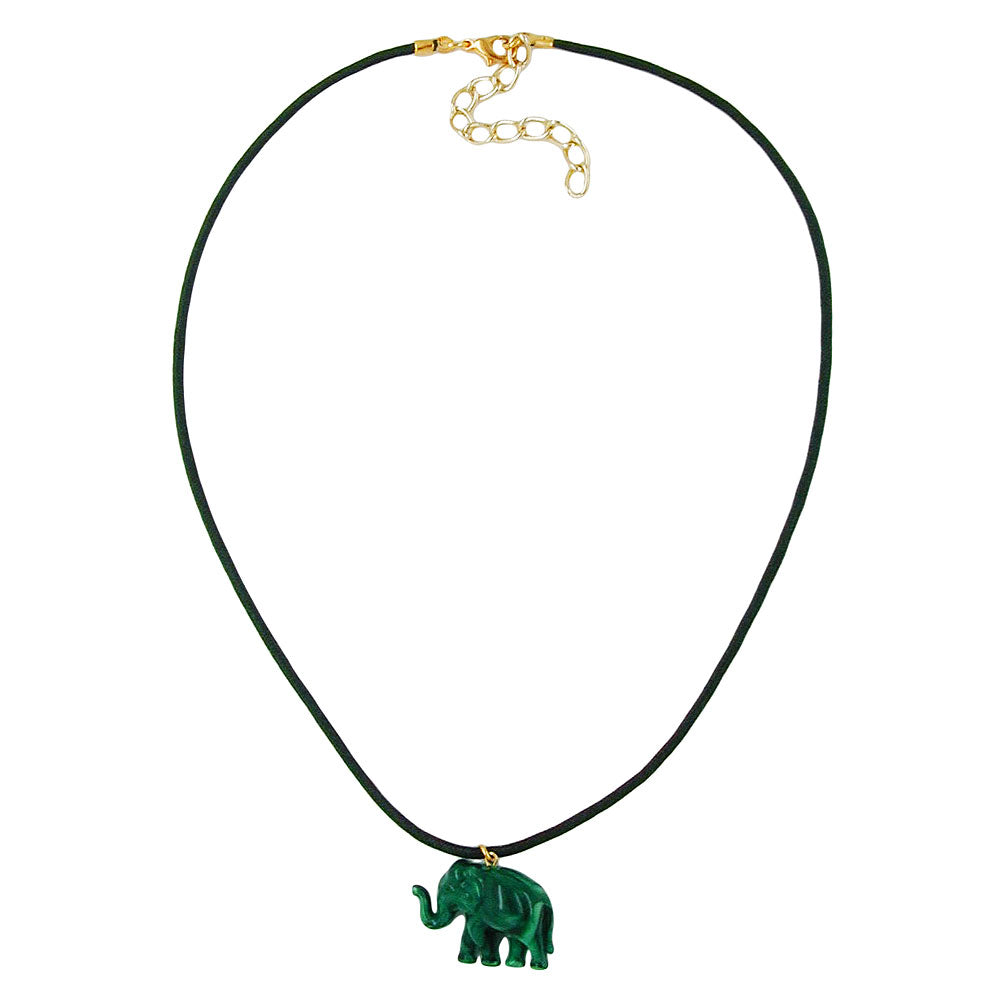 Kette  Elefant mit Kordel grünton