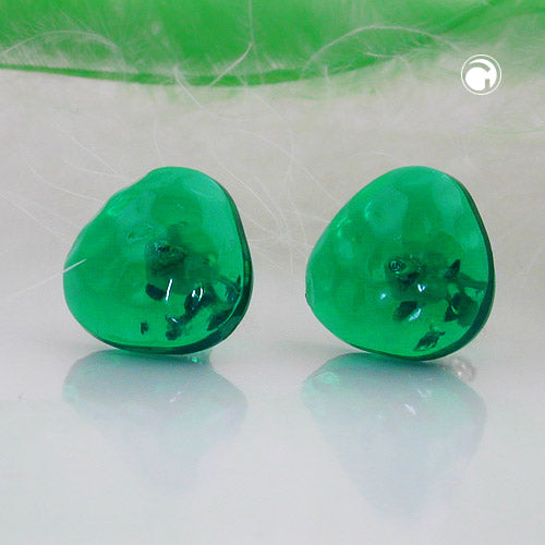 Ohrstecker Ohrring 14mm Dreieck grün-transparent gehämmert Kunststoff