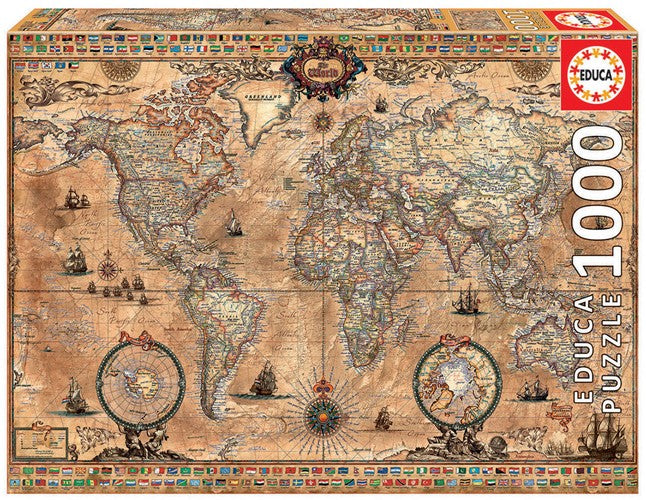 Educa Puzzle 9215159 - Antique World Map - 1000 Teile Puzzle