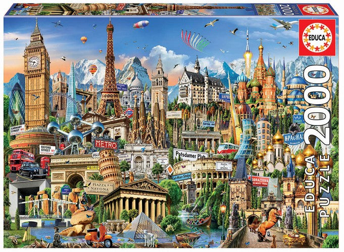 Educa Puzzle 9217697 - Europe Landmarks - 2000 Teile Puzzle
