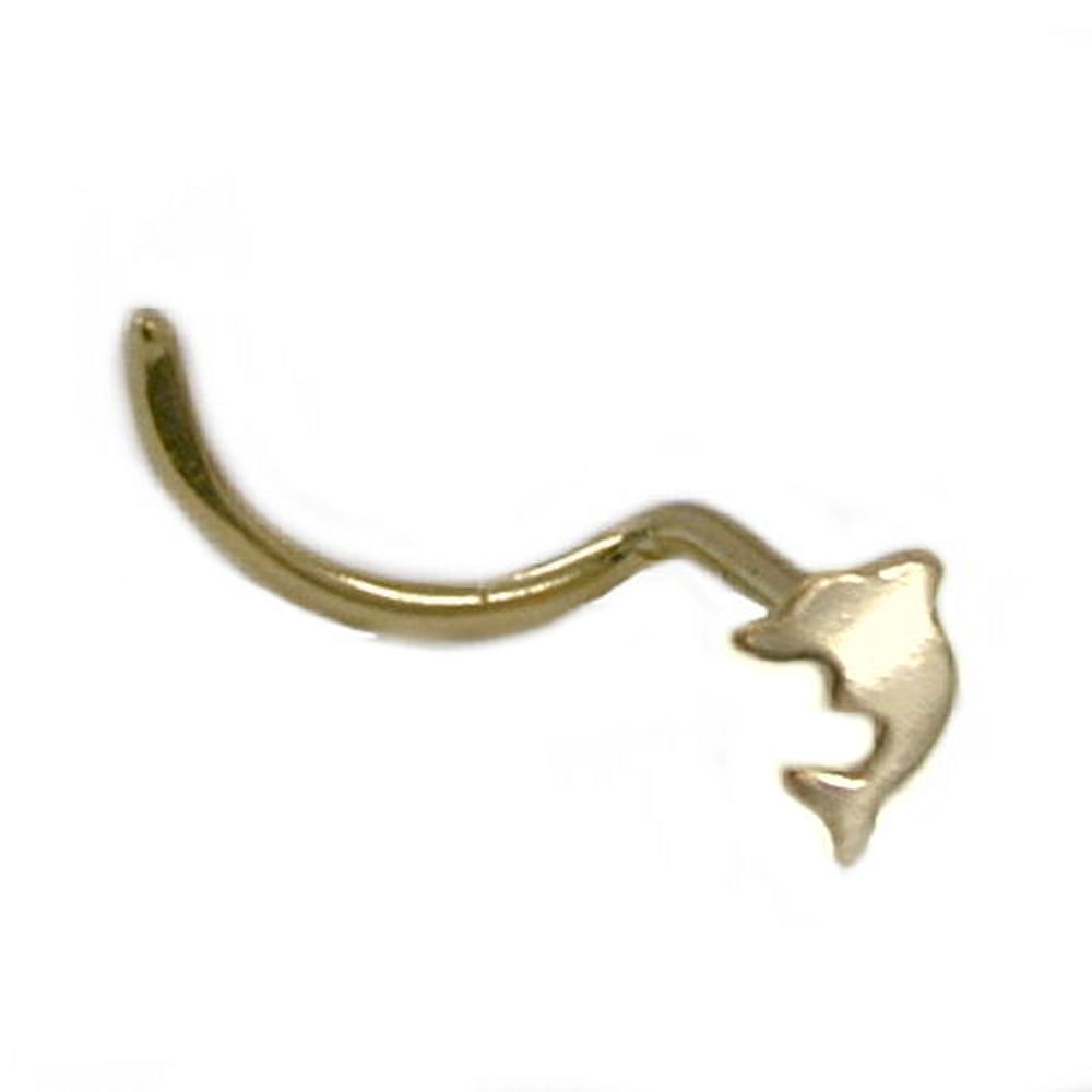 Nasenstecker 2 5mm Spirale mit kleinem Delfin 14Kt GOLD