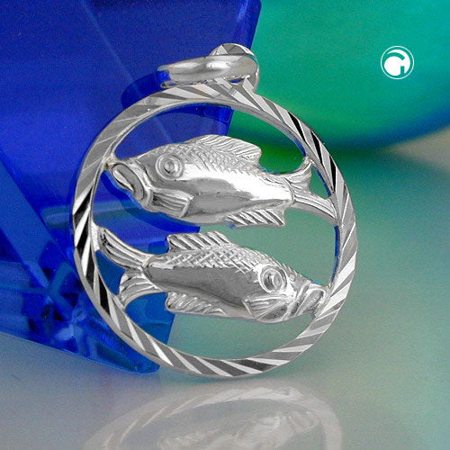 Anhänger 15mm Sternzeichen Fische Silber 925