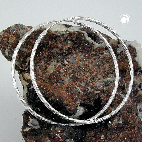 Creole 50mm diamantiert Drahtcreole mit Steckverschluss Silber 925