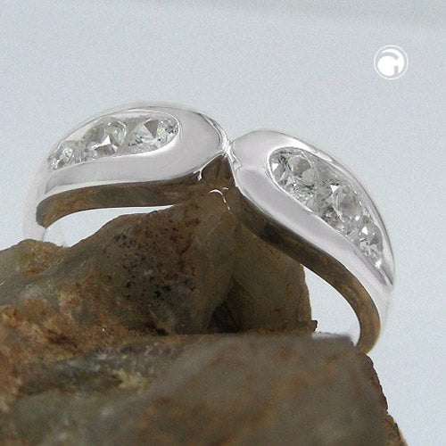 Ring 6mm mit 6 Zirkonias glänzend Silber 925 Ringgröße 58
