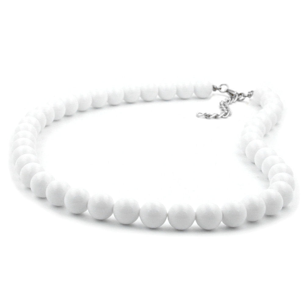 Kette 10mm Kunststoff Perlen weiß-glänzend 80cm