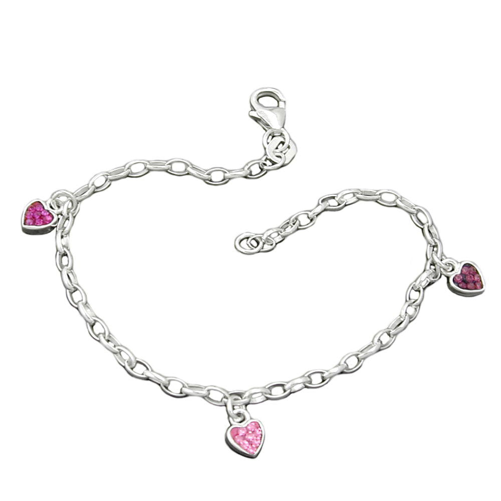 Armband, Herz rosa-pink, Silber 925