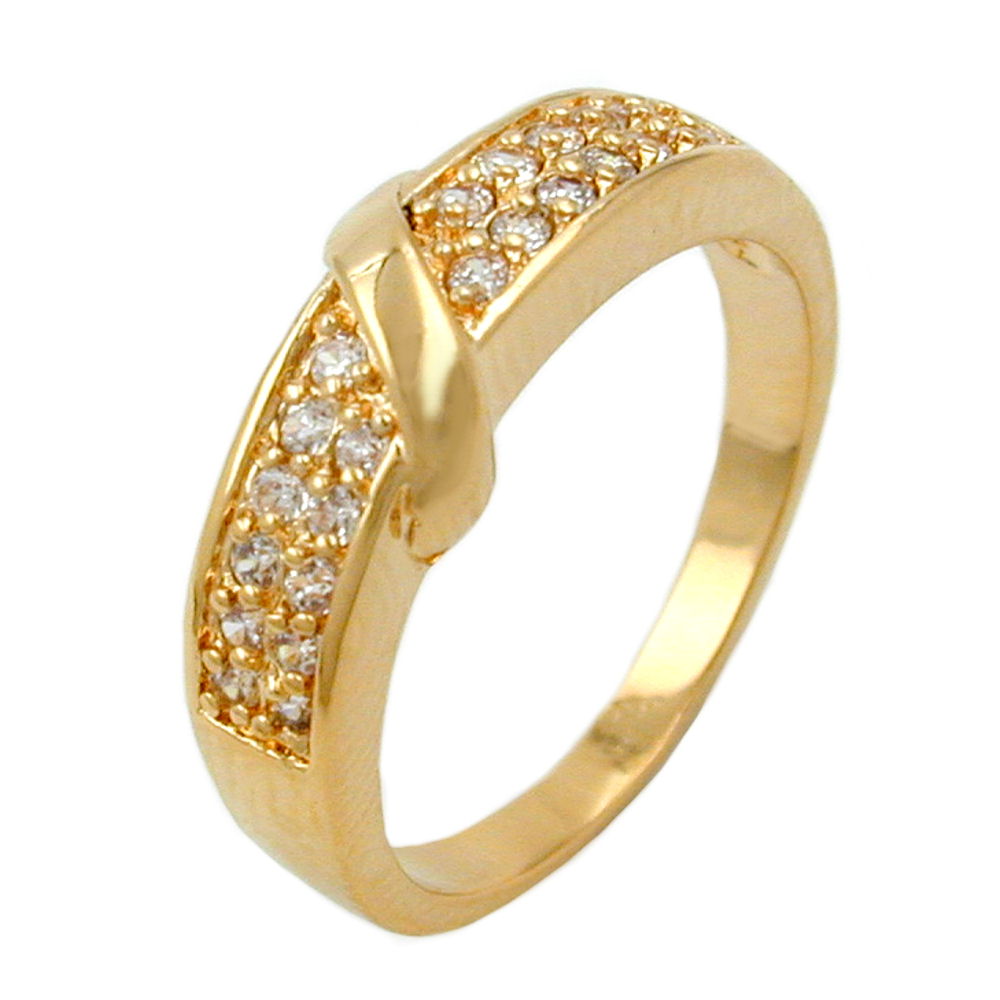 Ring, Zirkonias, gold-plattiert 3 Mikron