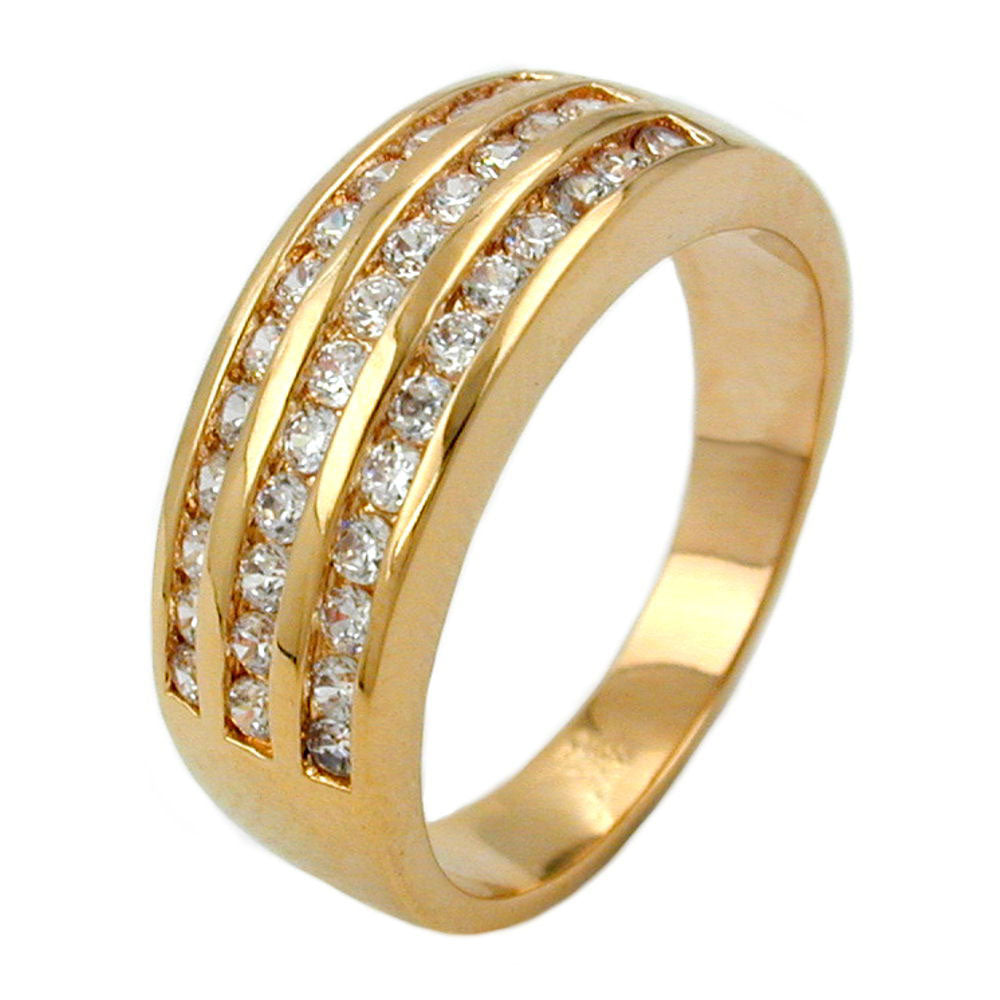 Ring, Zirkonia, gold-plattiert 3 Mikron