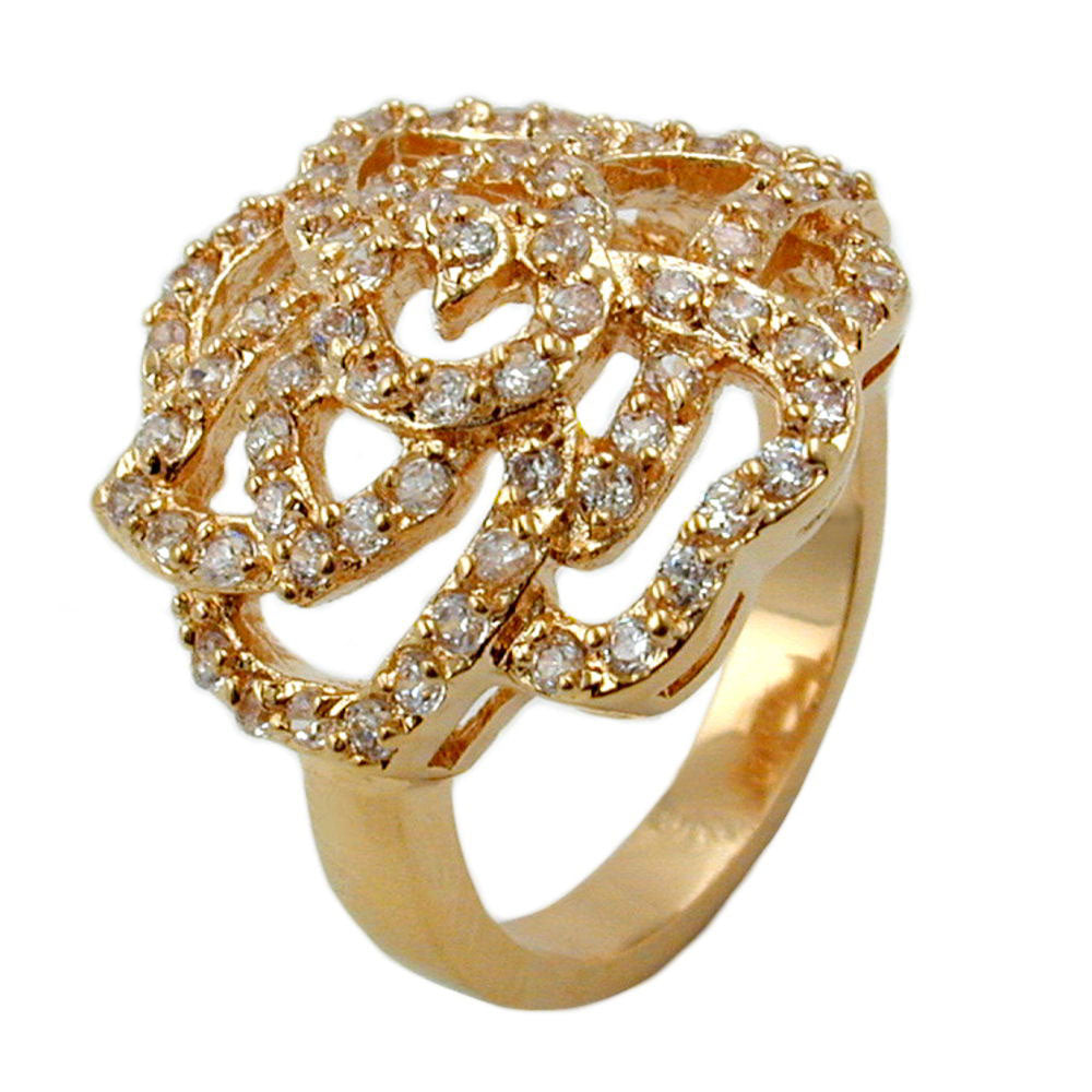 Ring mit weißen Zirkonias mit 3 Mikron vergoldet Ringgröße 62