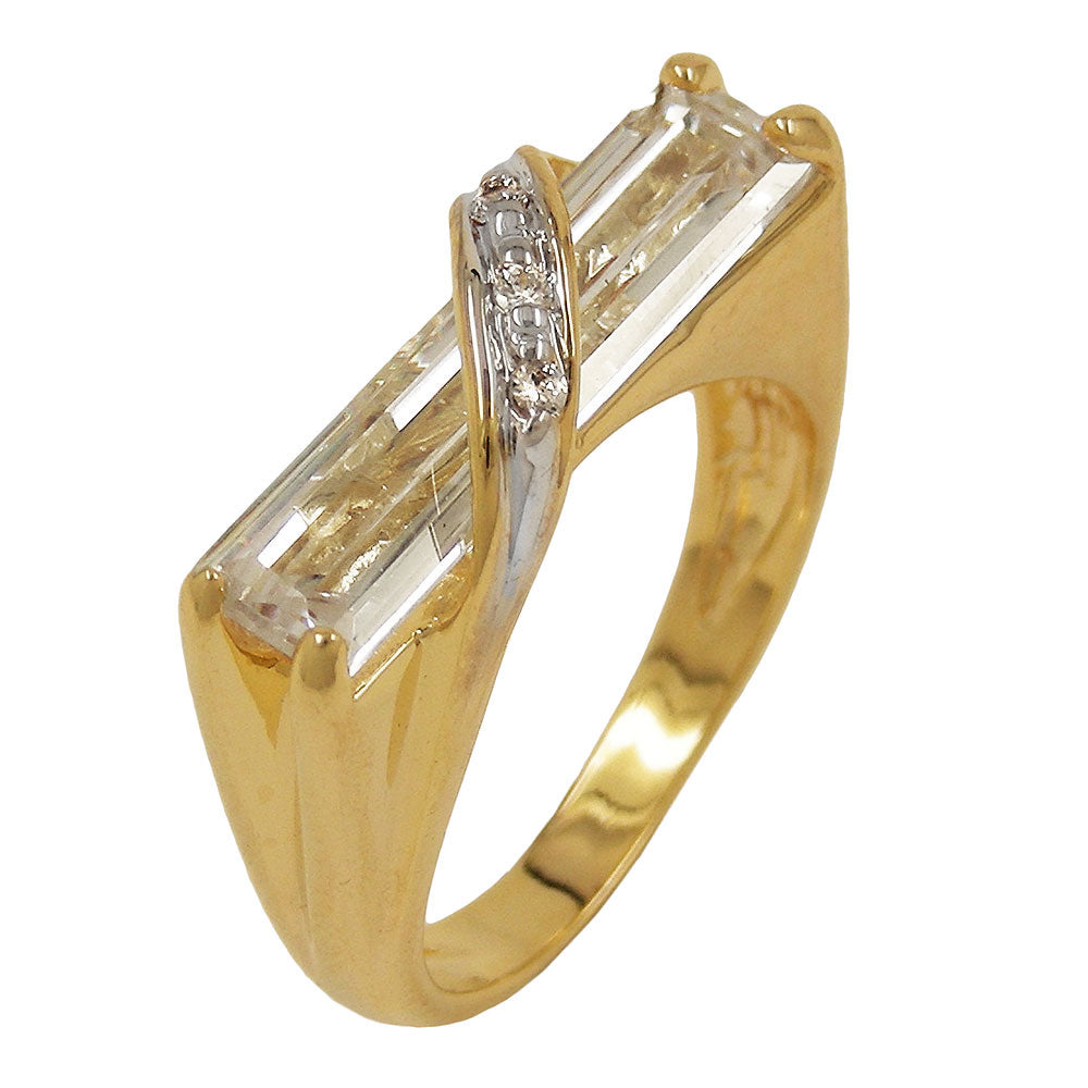 Ring, 7mm gold-plattiert Zirkonia