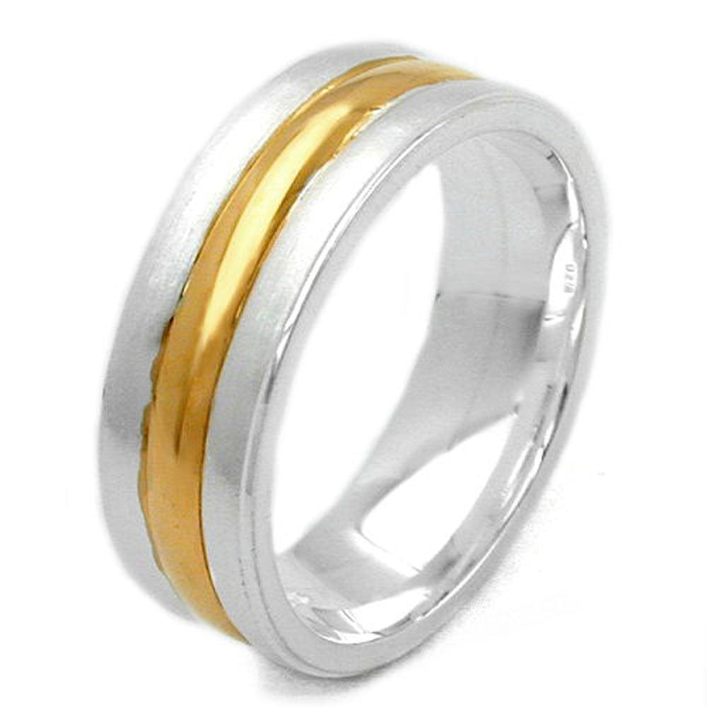 Ring, bicolor 3 Rillen, Silber 925