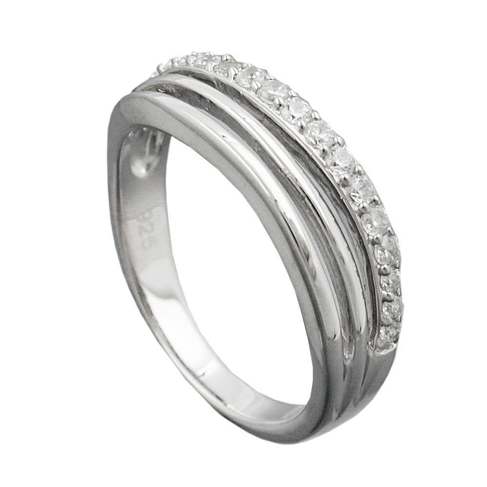 Ring 6mm mit Zirkonias glänzend rhodiniert Silber 925 Ringgröße 62